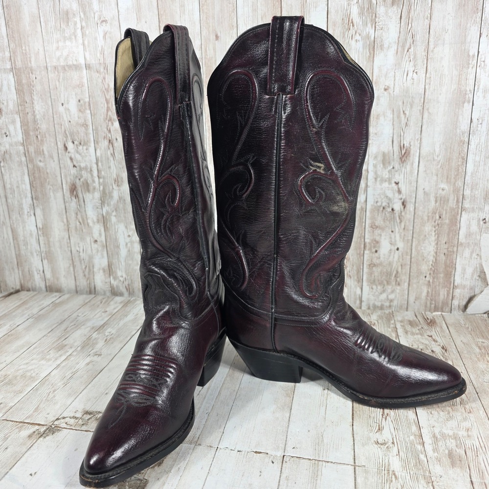 Dan Post Womens Black Cherry Leather Western Cowgirl Boots Pointed Toe 6 M 2112 - Picture 6 of 8
